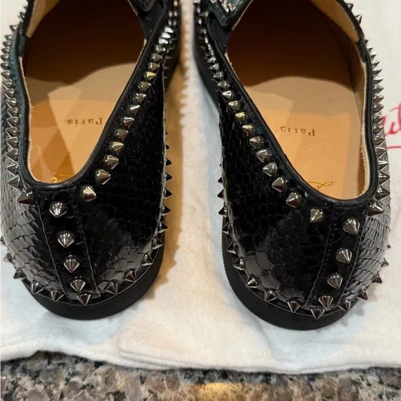 Christian Louboutin Black Studded Loafers 45.5 or size 12.5. Gorgeous shoe !! - Picture 4 of 9